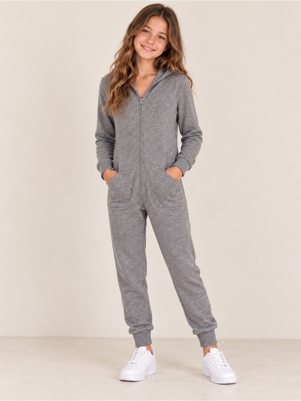 Smash + Tess Kids Grey Bamboo Blend Full Zip Hooded Romper Size 10/11